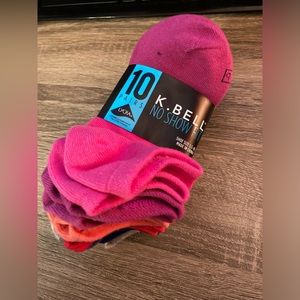 Costco K Bell Ladies No Show Fit Socks 10 Pair - Shoe Sock Size 5.5 - 10